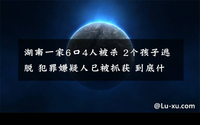 湖南一家6口4人被杀 2个孩子逃脱 犯罪嫌疑人已被抓获 到底什么情况呢？