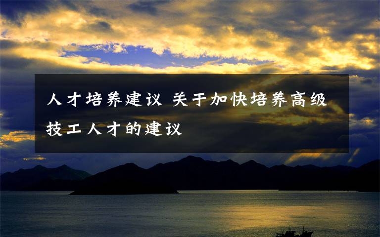 人才培养建议 关于加快培养高级技工人才的建议