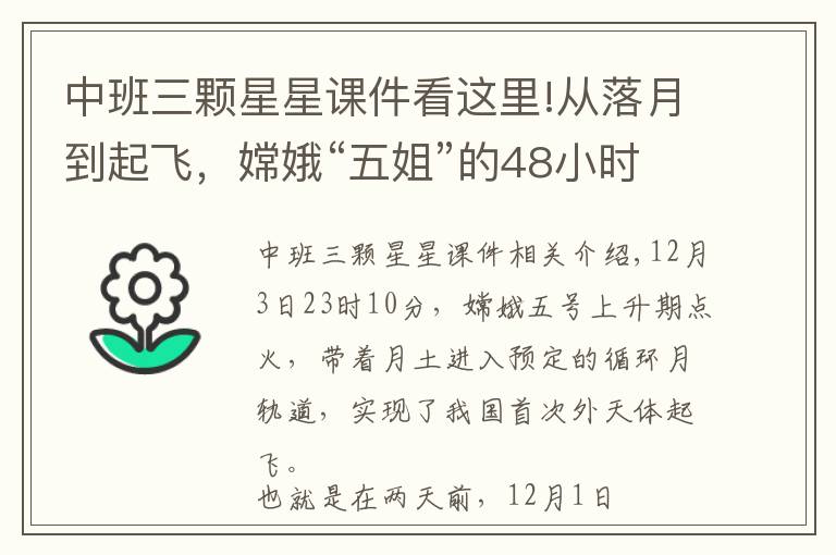 中班三颗星星课件看这里!从落月到起飞，嫦娥“五姐”的48小时