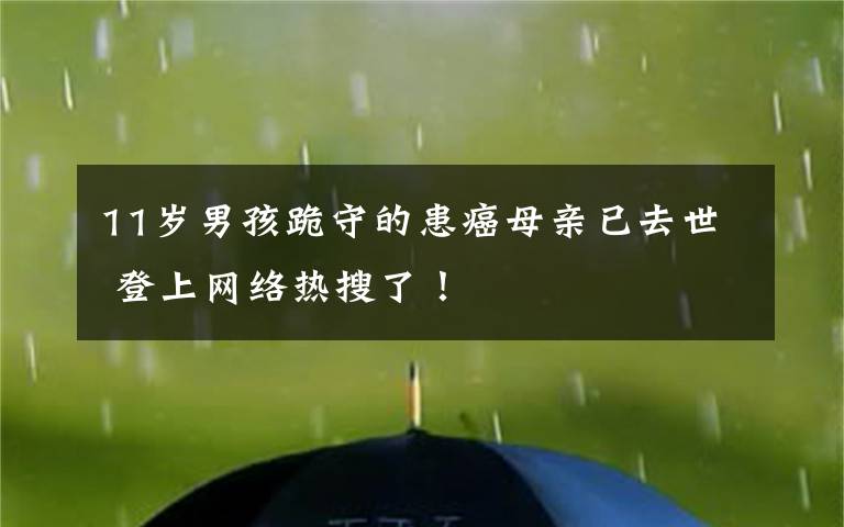 11岁男孩跪守的患癌母亲已去世 登上网络热搜了！