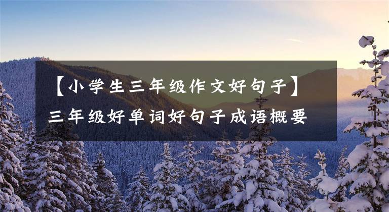 【小学生三年级作文好句子】三年级好单词好句子成语概要，建议“人手一份”，直接应用作文