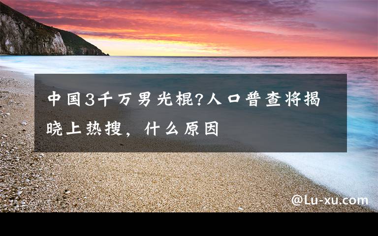 中国3千万男光棍?人口普查将揭晓上热搜，什么原因