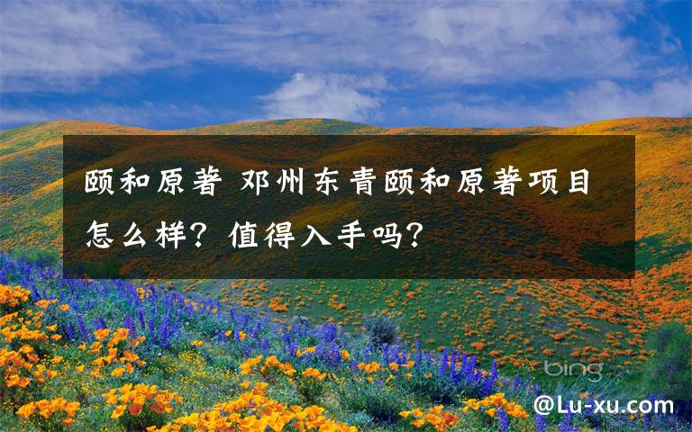 颐和原著 邓州东青颐和原著项目怎么样？值得入手吗？