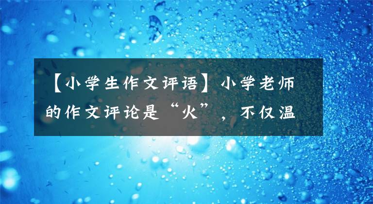 【小学生作文评语】小学老师的作文评论是“火”，不仅温度高，字迹也可以和“印刷体”相媲美