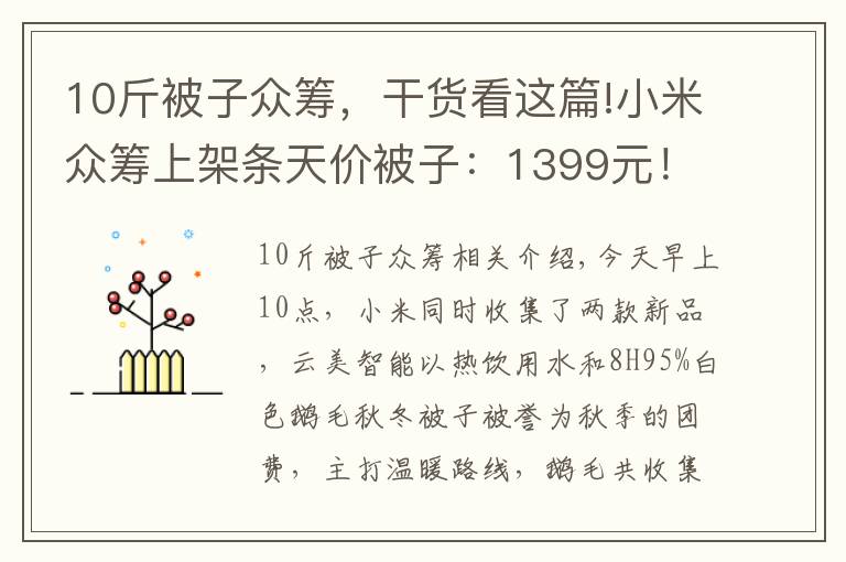 10斤被子众筹，干货看这篇!小米众筹上架条天价被子：1399元！你盖得起吗？