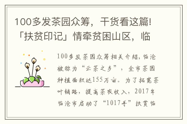 100多发茶园众筹，干货看这篇!「扶贫印记」情牵贫困山区，临沧“扶贫爱心茶”累销1.7亿元