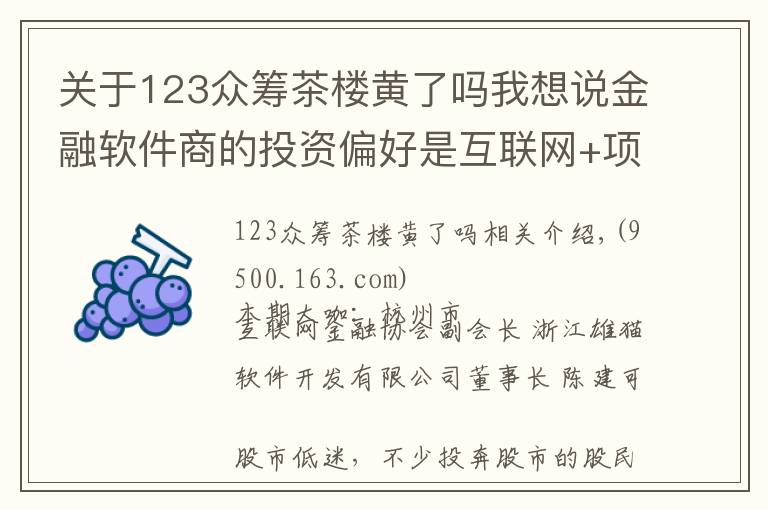 关于123众筹茶楼黄了吗我想说金融软件商的投资偏好是互联网+项目 想轻松投资也不妨玩玩众筹