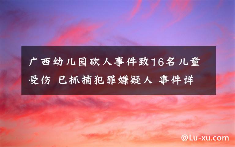 广西幼儿园砍人事件致16名儿童受伤 已抓捕犯罪嫌疑人 事件详细经过！