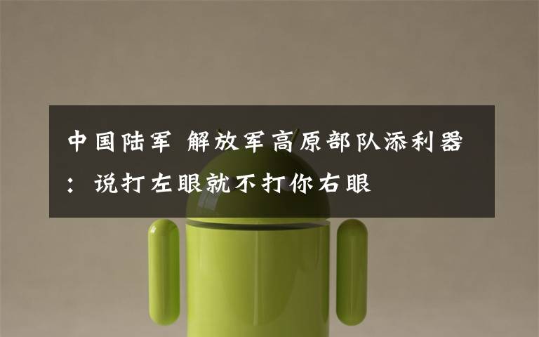 中国陆军 解放军高原部队添利器：说打左眼就不打你右眼