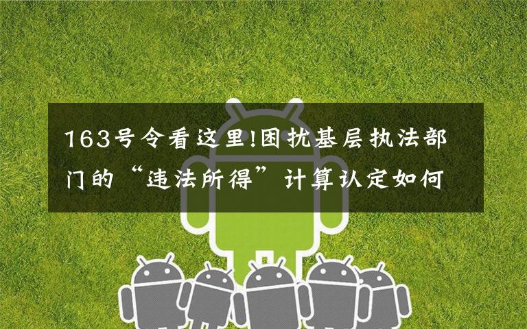 163号令看这里!困扰基层执法部门的“违法所得”计算认定如何规范？一文读懂