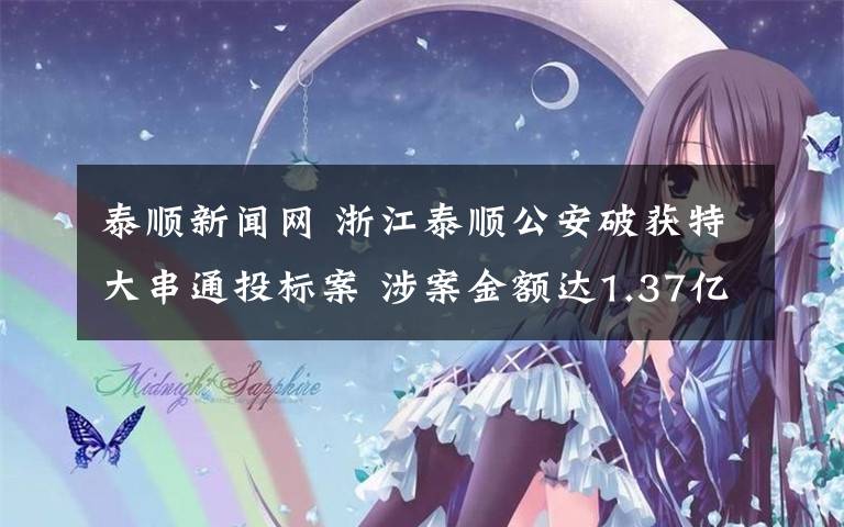 泰顺新闻网 浙江泰顺公安破获特大串通投标案 涉案金额达1.37亿元
