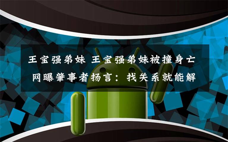 王宝强弟妹 王宝强弟妹被撞身亡 网曝肇事者扬言：找关系就能解决