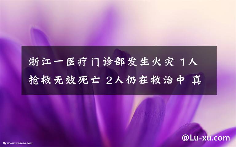 浙江一医疗门诊部发生火灾 1人抢救无效死亡 2人仍在救治中 真相原来是这样！