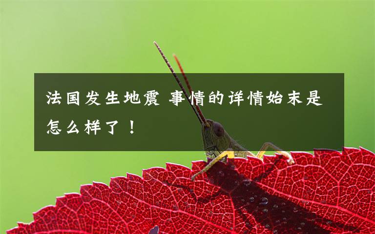 法国发生地震 事情的详情始末是怎么样了！