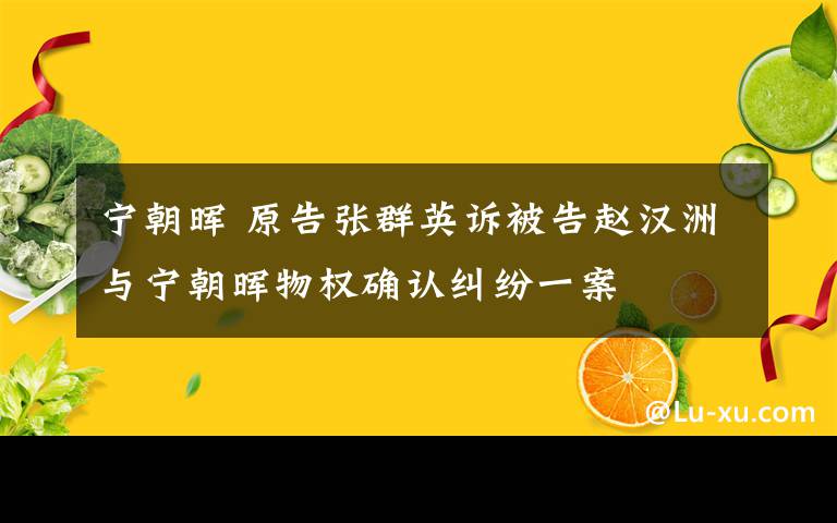 宁朝晖 原告张群英诉被告赵汉洲与宁朝晖物权确认纠纷一案