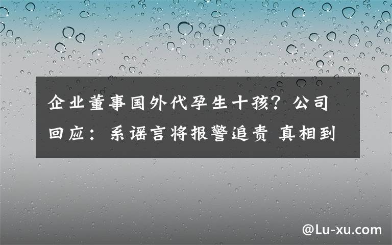 企业董事国外代孕生十孩？公司回应：系谣言将报警追责 真相到底是怎样的？