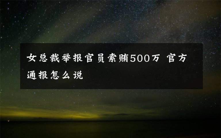 女总裁举报官员索贿500万 官方通报怎么说