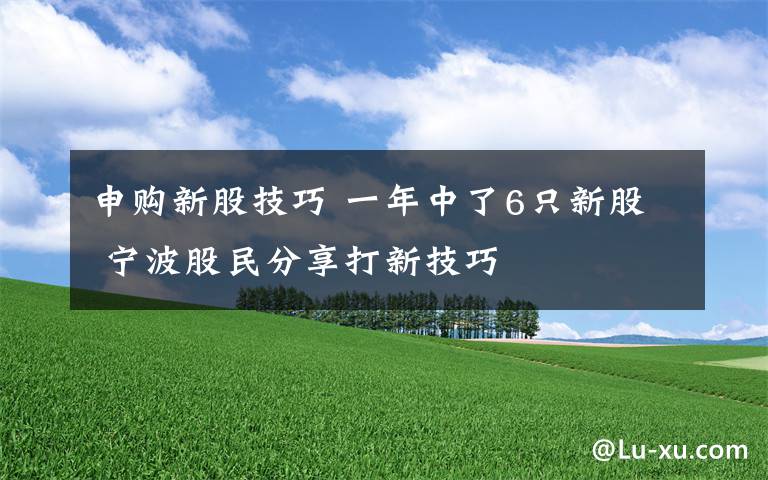申购新股技巧 一年中了6只新股 宁波股民分享打新技巧