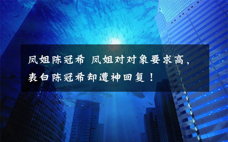 凤姐陈冠希 凤姐对对象要求高，表白陈冠希却遭神回复！