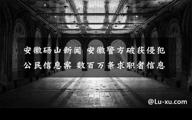 安徽砀山新闻 安徽警方破获侵犯公民信息案 数百万条求职者信息遭窃