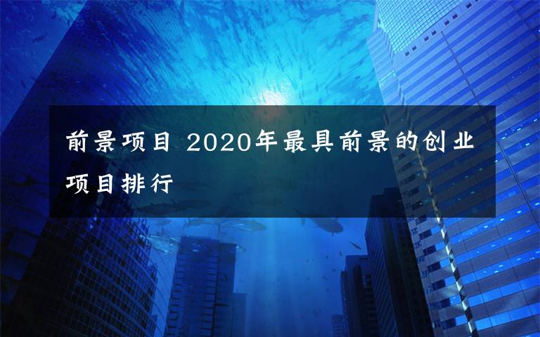 前景项目 2020年最具前景的创业项目排行