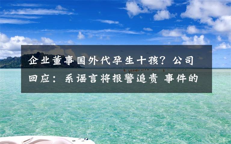 企业董事国外代孕生十孩？公司回应：系谣言将报警追责 事件的真相是什么？