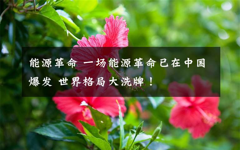 能源革命 一场能源革命已在中国爆发 世界格局大洗牌！