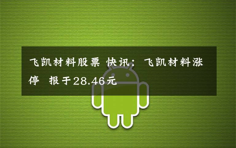 飞凯材料股票 快讯：飞凯材料涨停  报于28.46元