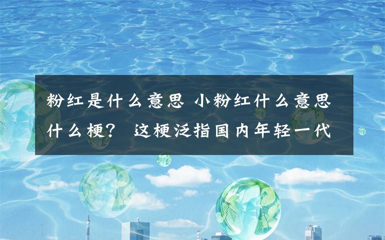 粉红是什么意思 小粉红什么意思什么梗？ 这梗泛指国内年轻一代爱国主义网民