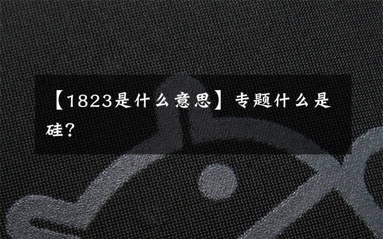 【1823是什么意思】专题什么是硅？