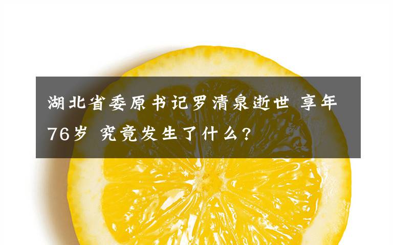 湖北省委原书记罗清泉逝世 享年76岁 究竟发生了什么?