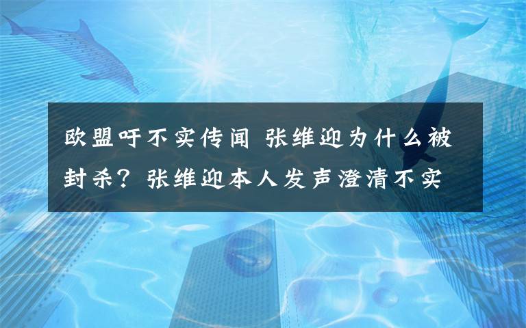 欧盟吁不实传闻 张维迎为什么被封杀？张维迎本人发声澄清不实传闻