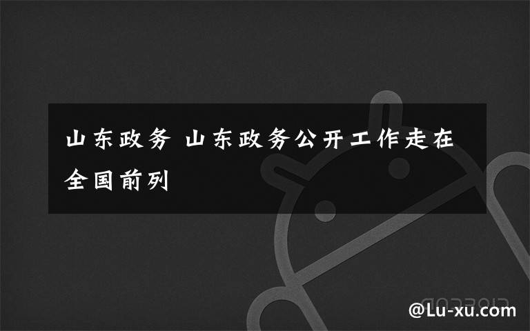 山东政务 山东政务公开工作走在全国前列