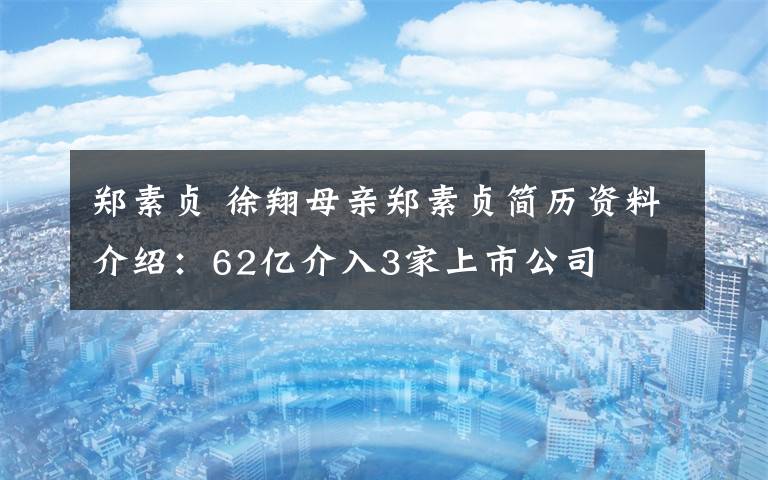 郑素贞 徐翔母亲郑素贞简历资料介绍：62亿介入3家上市公司