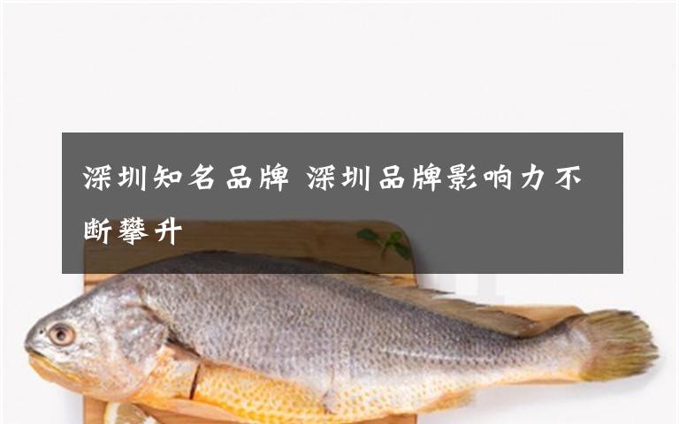 深圳知名品牌 深圳品牌影响力不断攀升