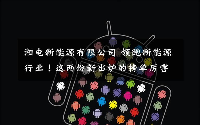 湘电新能源有限公司 领跑新能源行业！这两份新出炉的榜单厉害了