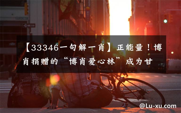 【33346一句解一肖】正能量！博肖捐赠的“博肖爱心林”成为甘肃省教育基地的一部分