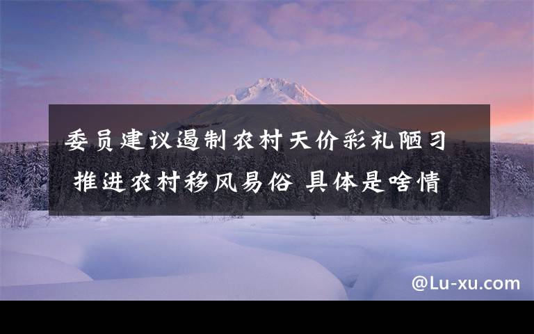 委员建议遏制农村天价彩礼陋习 推进农村移风易俗 具体是啥情况?