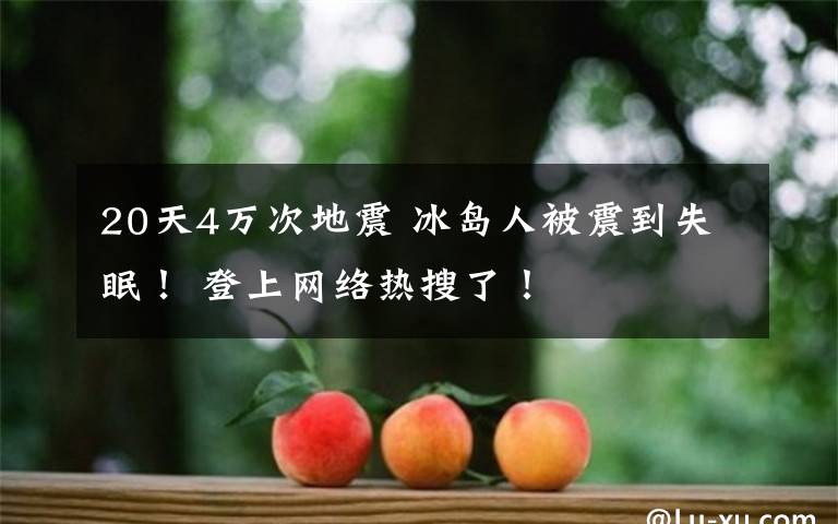 20天4万次地震 冰岛人被震到失眠！ 登上网络热搜了！