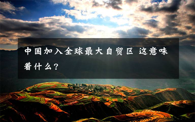 中国加入全球最大自贸区 这意味着什么?