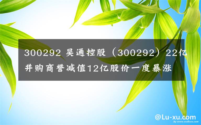 300292 吴通控股（300292）22亿并购商誉减值12亿股价一度暴涨10倍