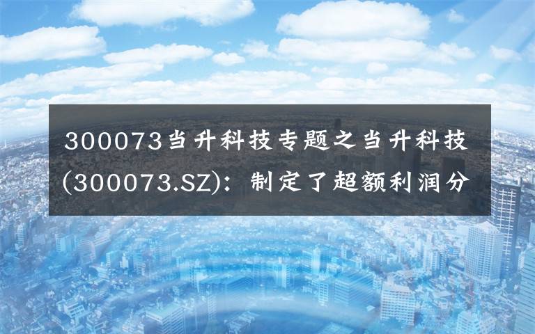 300073当升科技专题之当升科技(300073.SZ)：制定了超额利润分享方案