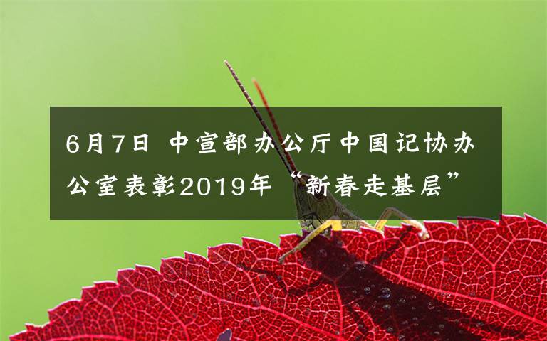 6月7日 中宣部办公厅中国记协办公室表彰2019年“新春走基层”先进集体个人优秀作品