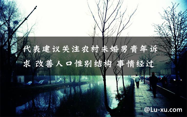 代表建议关注农村未婚男青年诉求 改善人口性别结构 事情经过真相揭秘！