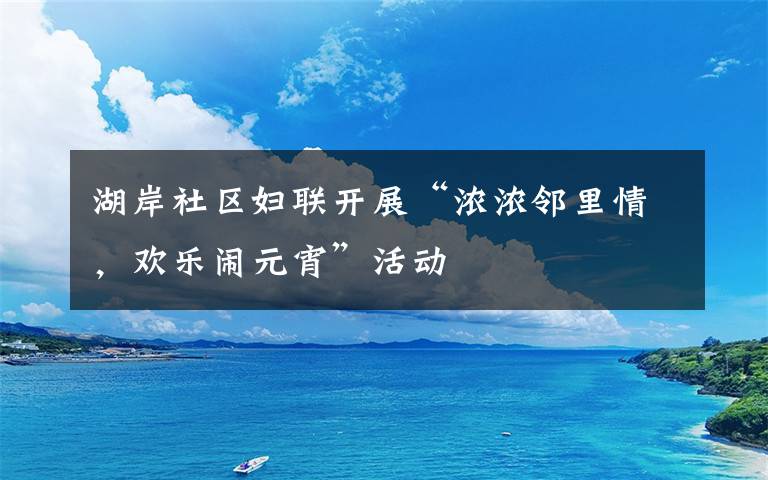 湖岸社区妇联开展“浓浓邻里情，欢乐闹元宵”活动