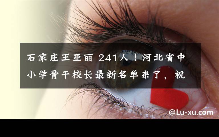 石家庄王亚丽 241人！河北省中小学骨干校长最新名单来了，祝贺！
