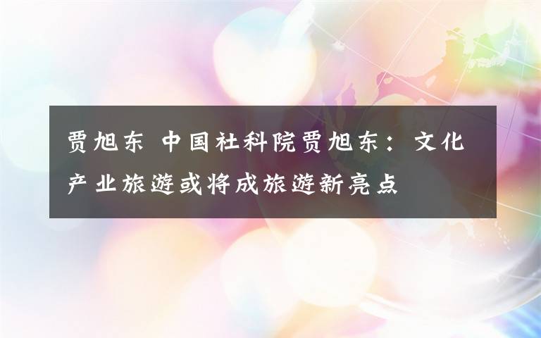 贾旭东 中国社科院贾旭东：文化产业旅游或将成旅游新亮点