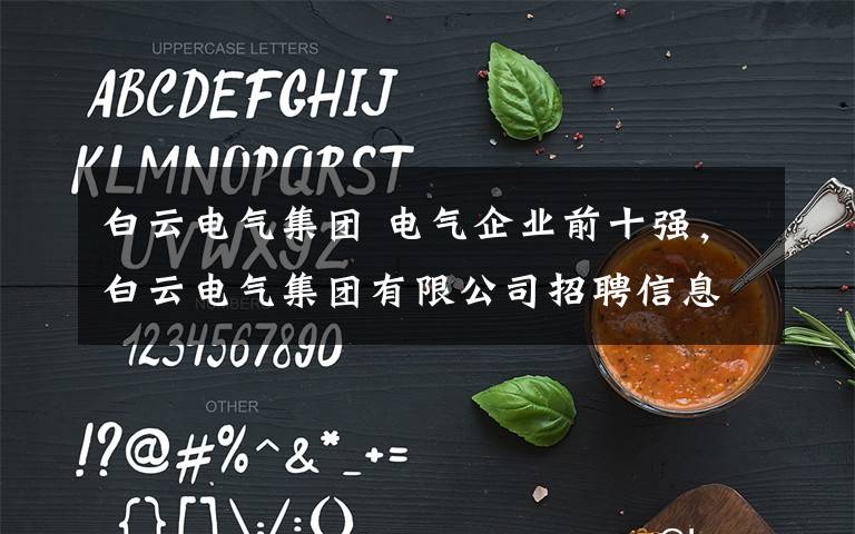 白云电气集团 电气企业前十强，白云电气集团有限公司招聘信息