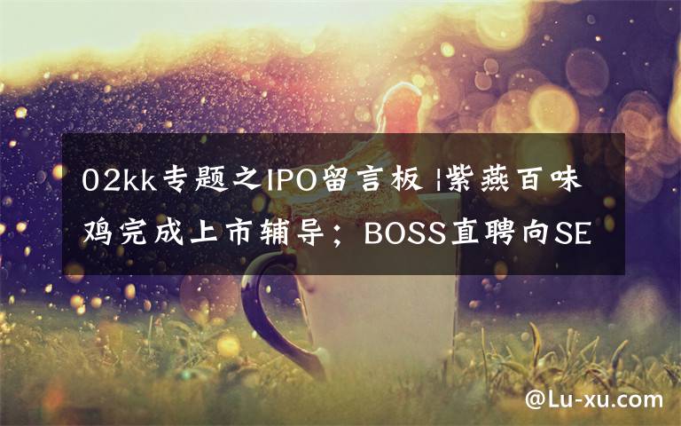02kk专题之IPO留言板 |紫燕百味鸡完成上市辅导；BOSS直聘向SEC更新了招股书；FF已基本完成SPAC上市合并