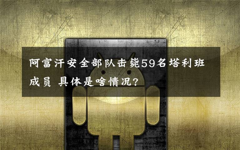 阿富汗安全部队击毙59名塔利班成员 具体是啥情况?
